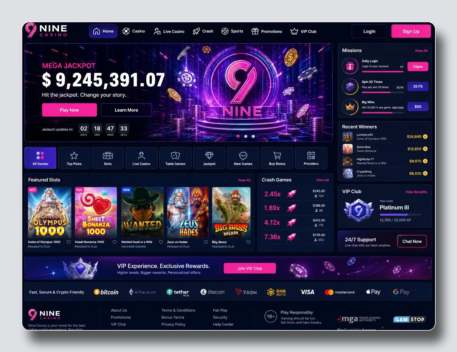 Nine Casino — nouveau casino en ligne avec retrait instantané